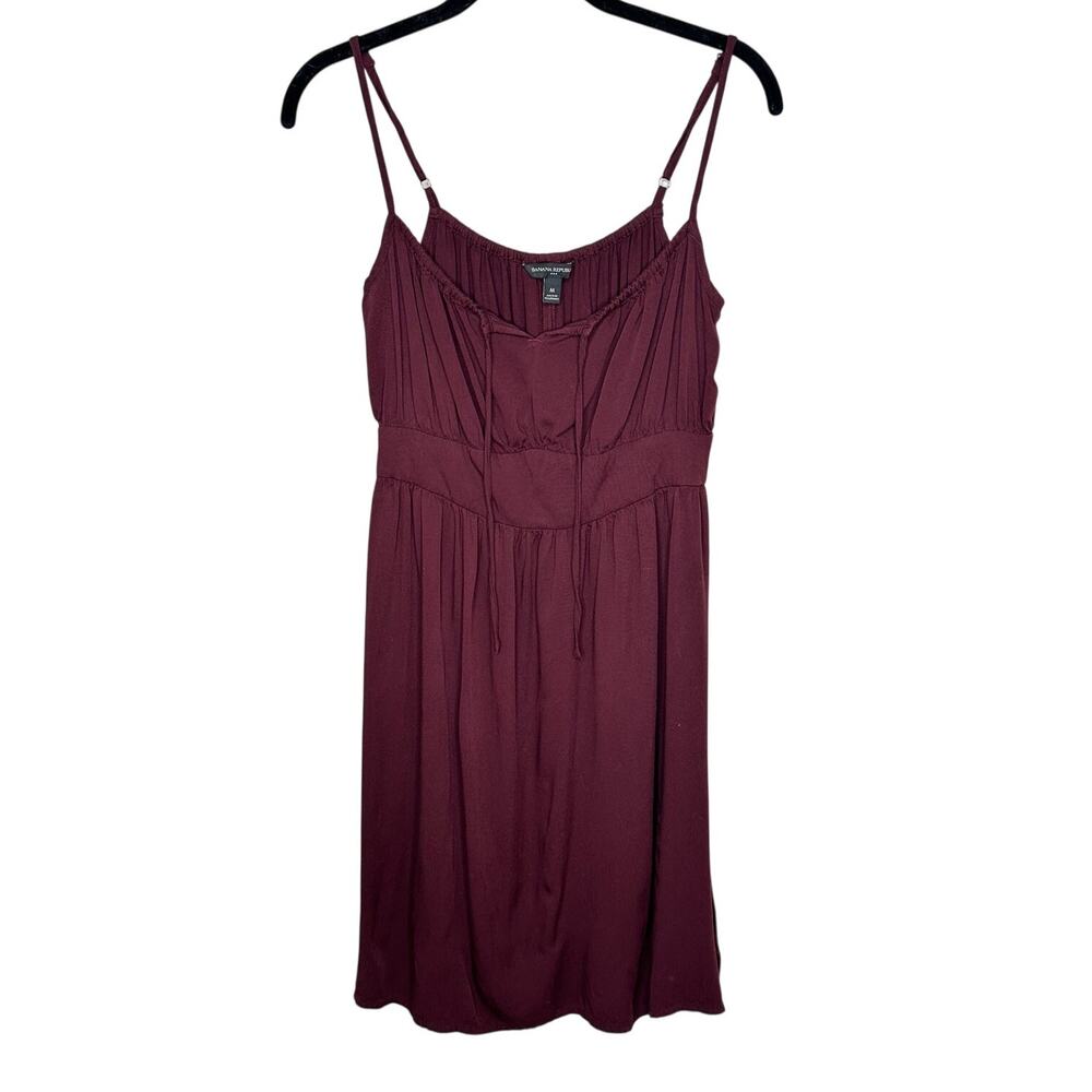 Banana Republic Plum Purple Smocked Neck Mini Dress Sleeveless Pleated‎ Medium